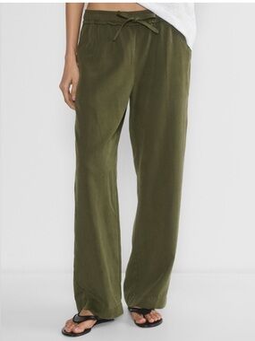 Aritzia Little Moon Winifred Wide Leg Pants In Dark Olive Green